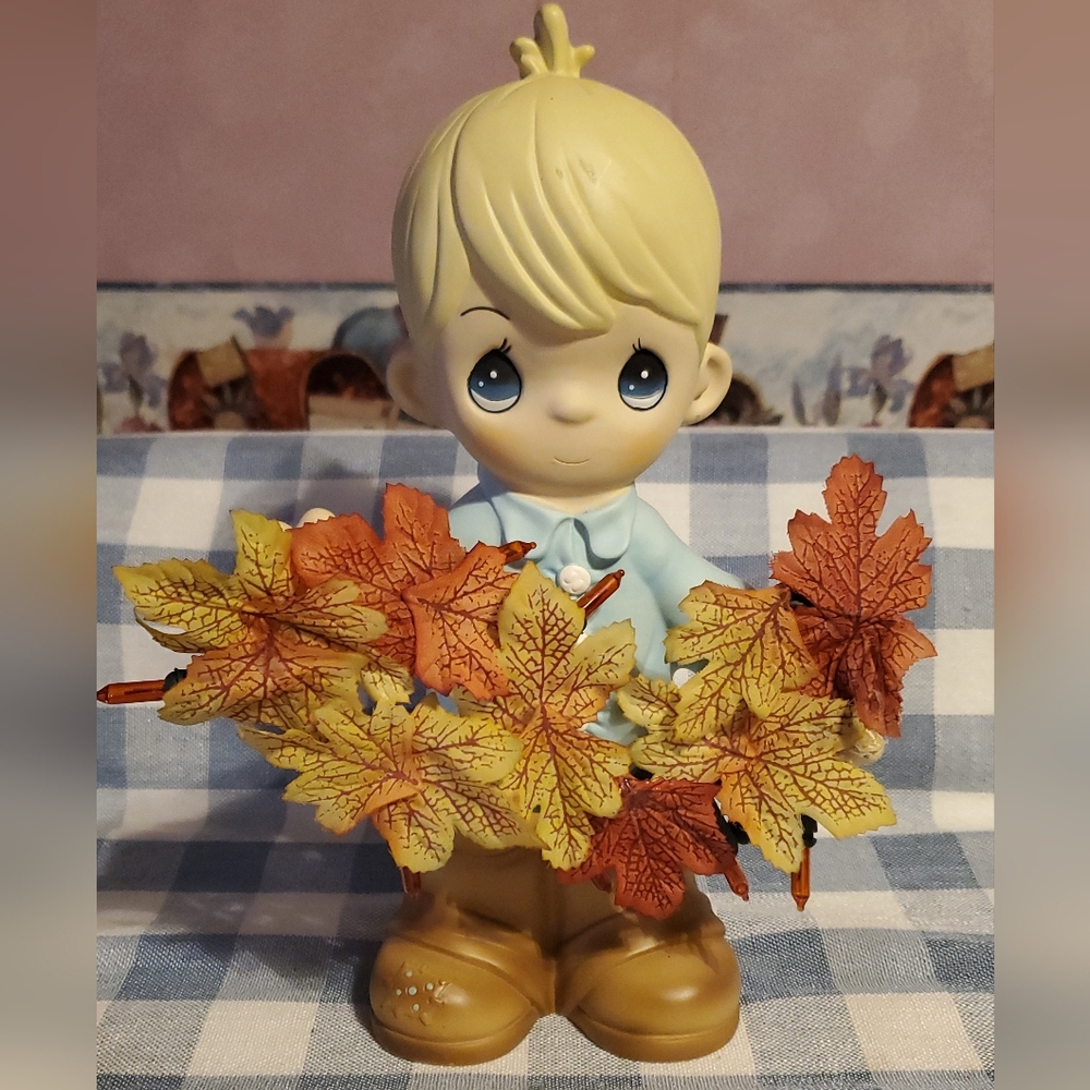Vintage Precious Moments Boy with Leaves